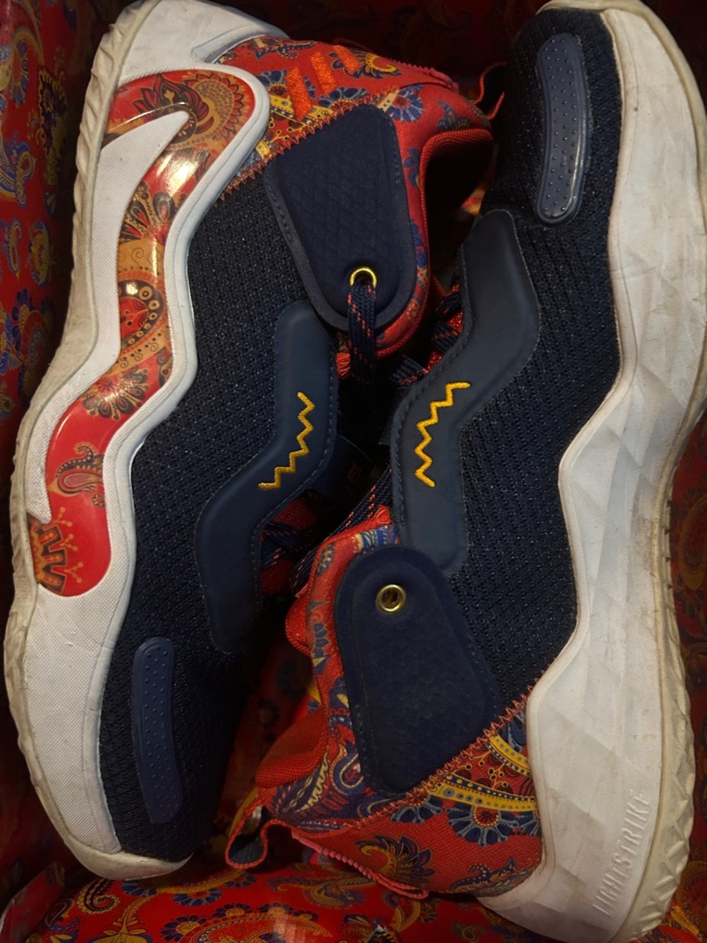 adidas Navy Blue and Red Paisley Athletic Sneakers